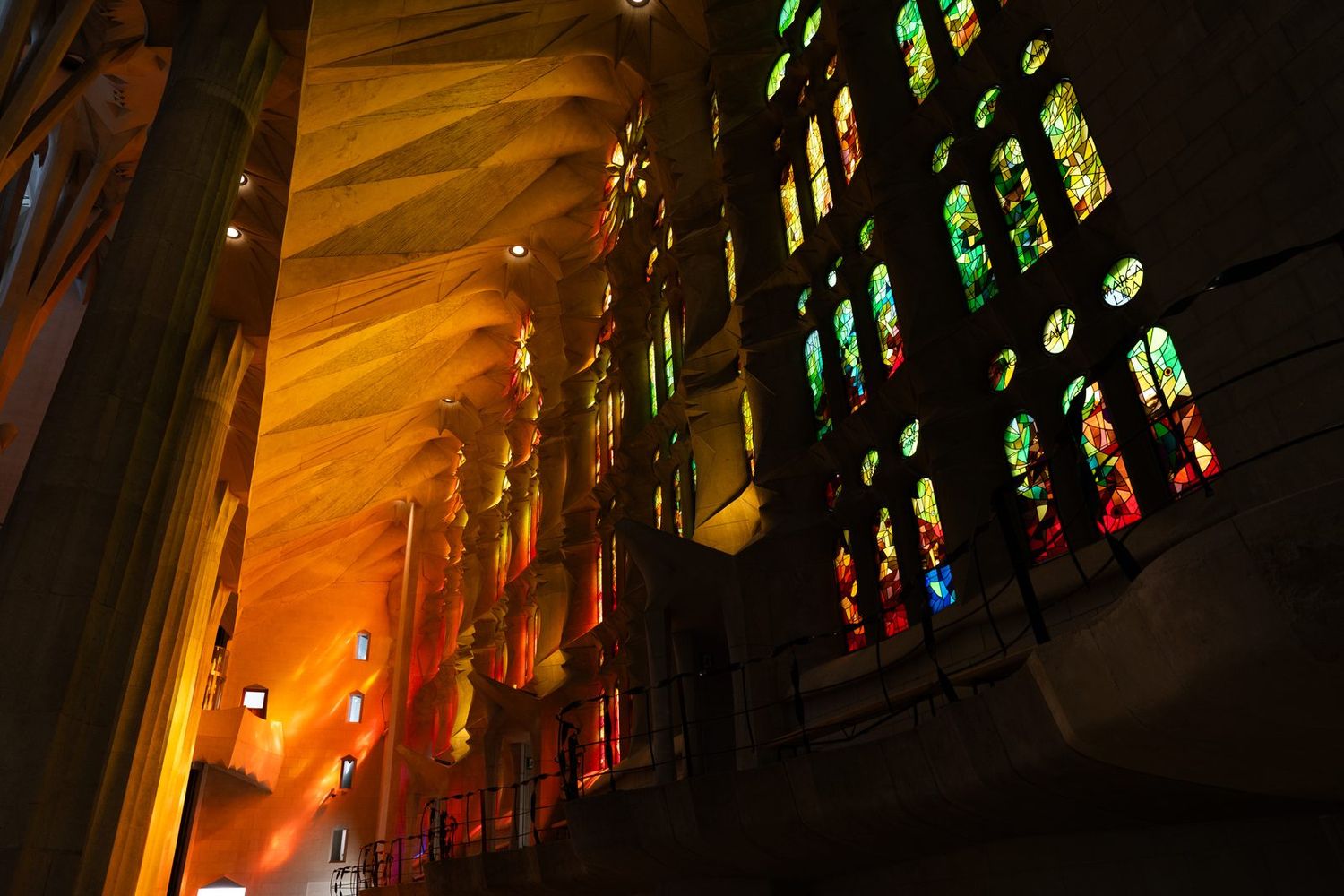 Light through the stained glass of the Sagrada Família, Barcelona